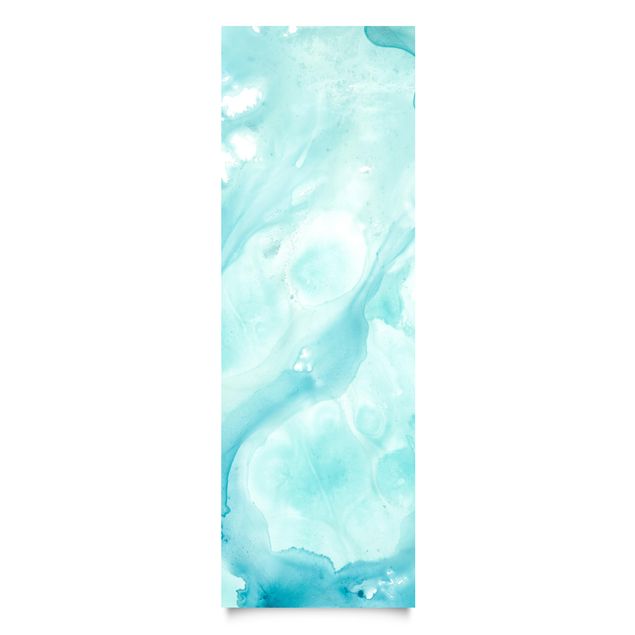 Láminas adhesivas en azul Emulsion In White And Turquoise I