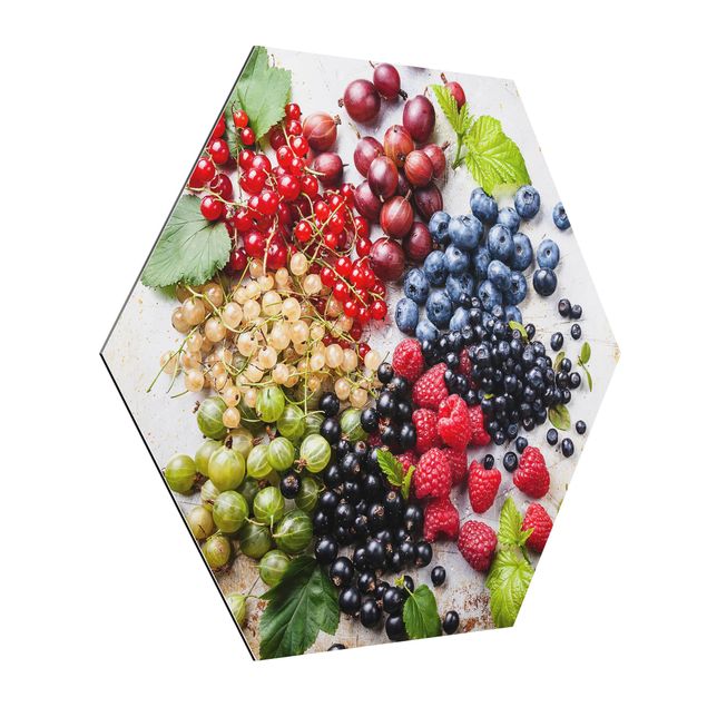 Cuadros multicolores Mixture Of Berries On Metal