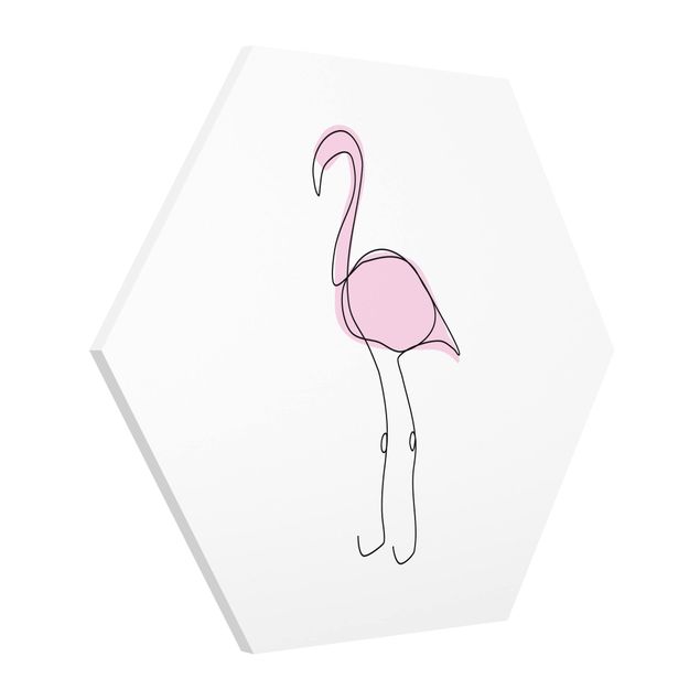 Cuadro naranja Flamingo Line Art