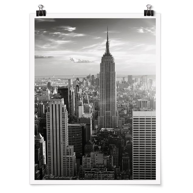 Póster blanco y negro Manhattan Skyline