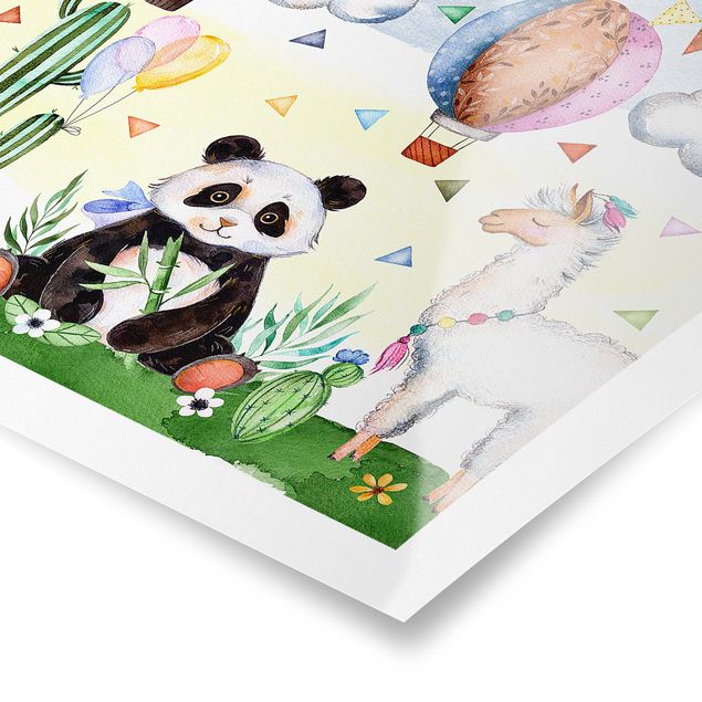 Cuadros animales Panda And Lama Watercolour
