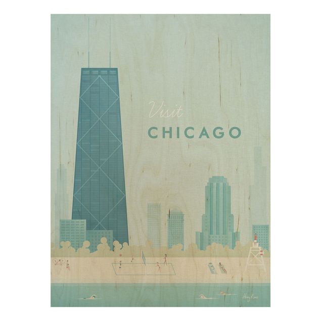 cuadros de madera vintage Travel Poster - Chicago