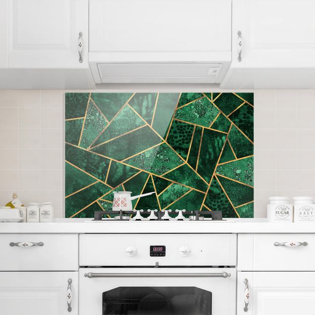 Panel antisalpicaduras cocina patrones Dark Emerald With Gold