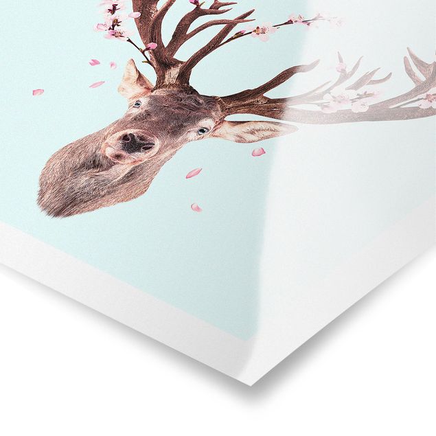 Póster cuadros famosos Deer With Cherry Blossoms