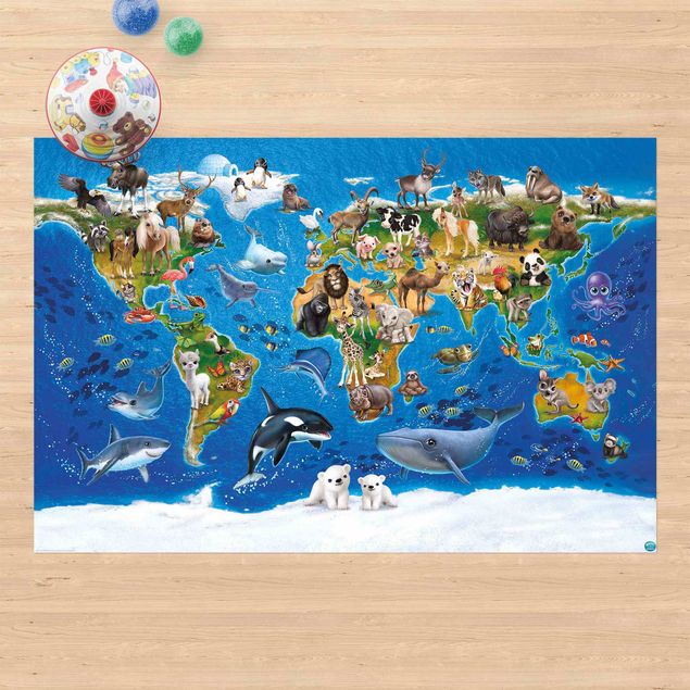 Afombra para balcón Animal Club International - World Map With Animals