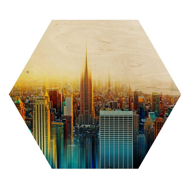 Hexagon Bild Holz - Manhattan Abstrakt