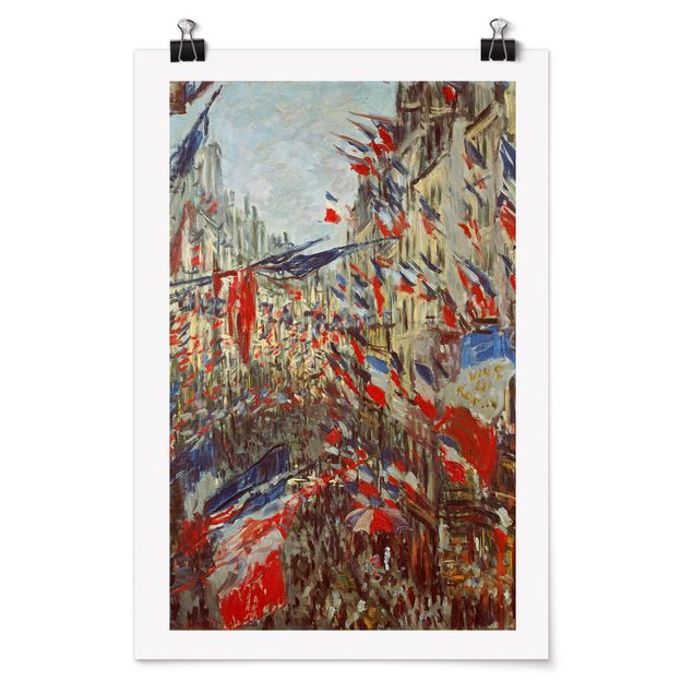 Estilos artísticos Claude Monet - The Rue Montorgueil with Flags
