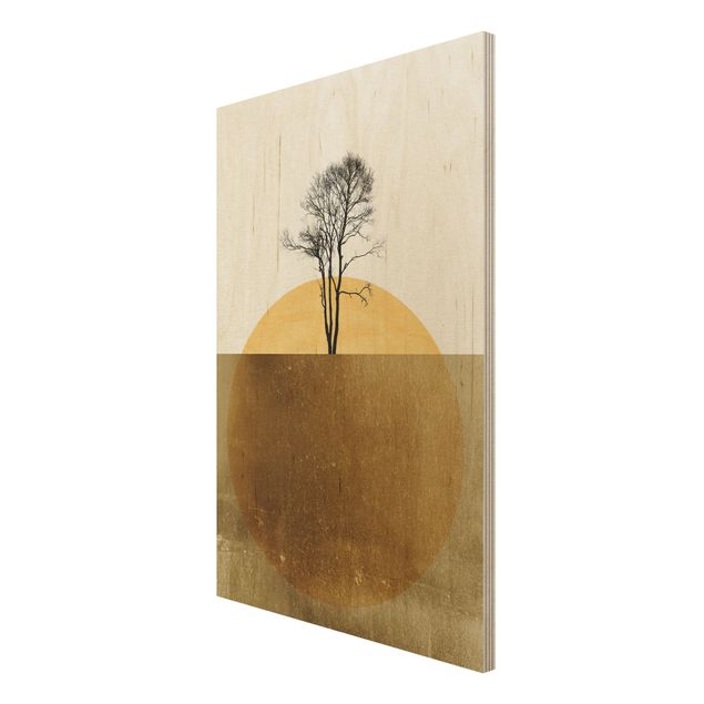 Cuadros de Kubistika Golden Sun With Tree