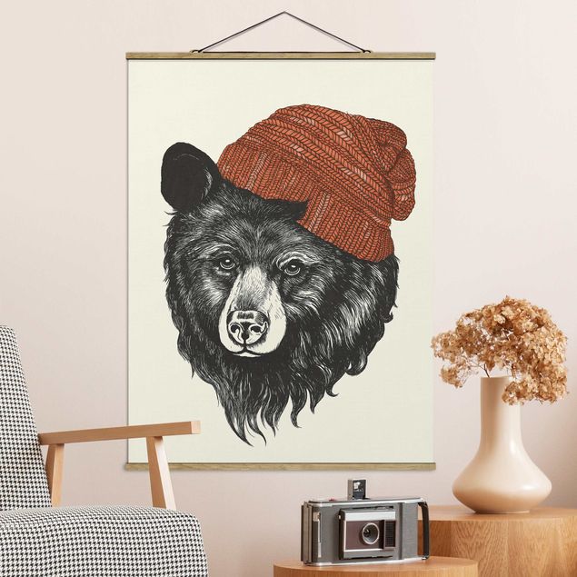 Cuadros osos Illustration Bear With Red Cap Drawing