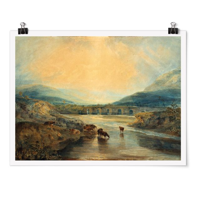 Estilos artísticos William Turner - Abergavenny Bridge, Monmouthshire: Clearing Up After A Showery Day