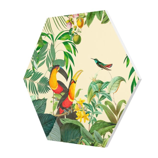 Cuadros multicolor Vintage Collage - Birds In The Jungle