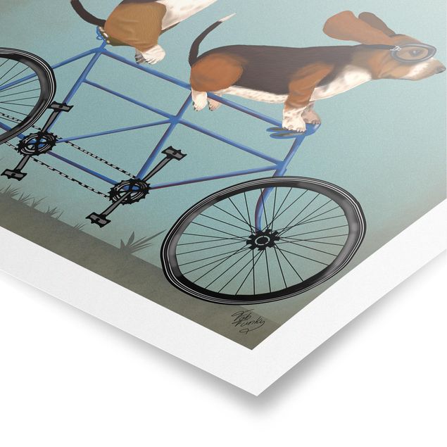 Póster de animales Cycling - Bassets Tandem