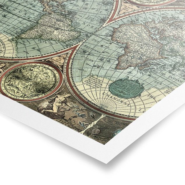 Cuadro mapa del mundo The Old World