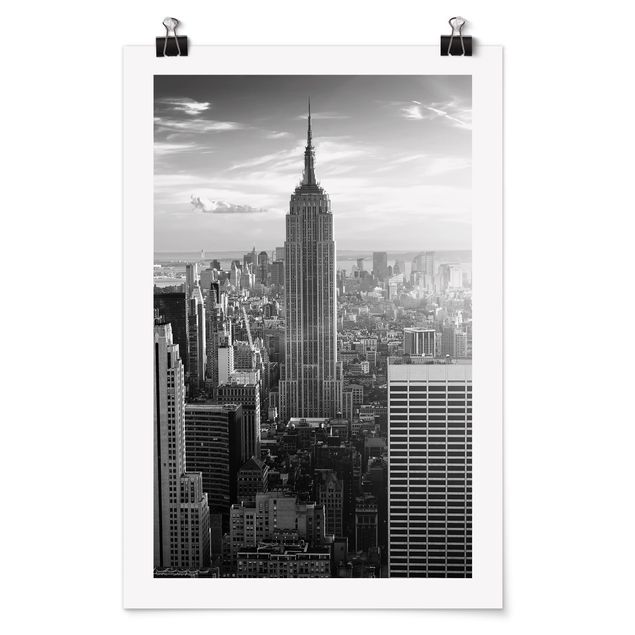 Póster blanco y negro Manhattan Skyline