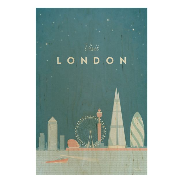 cuadros de madera vintage Travel Poster - London