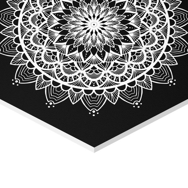 cuadros hexagonales Mandala Illustration Shabby Set Black White