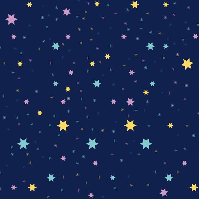 Láminas de vinilo Nightsky Children Pattern With Colourful Stars