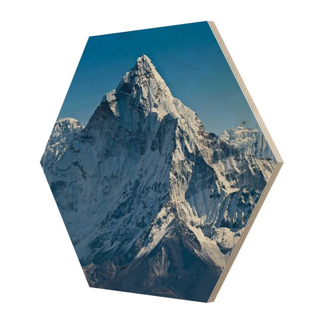 Hexagon Bild Holz - Der Himalaya