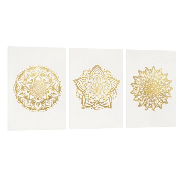 Cuadros mandalas Mandala Flower Sun Illustration Set Gold