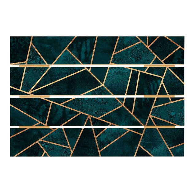 Cuadros en madera Dark Turquoise With Gold