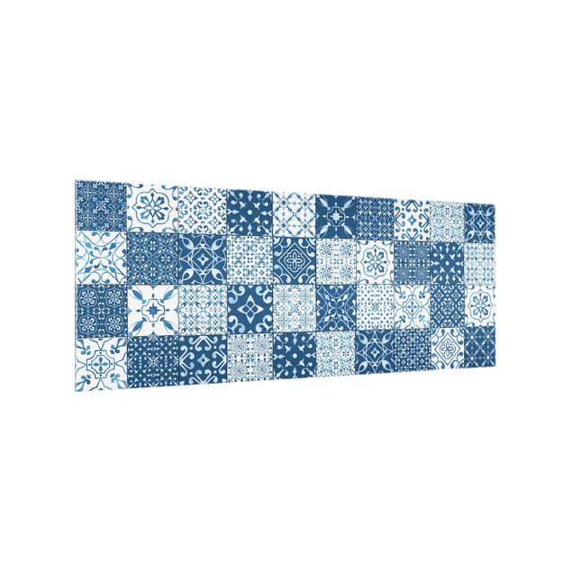 Paneles de vidrio para cocinas Tile Pattern Mix Blue White