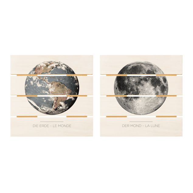 Cuadros de madera Moon And Earth