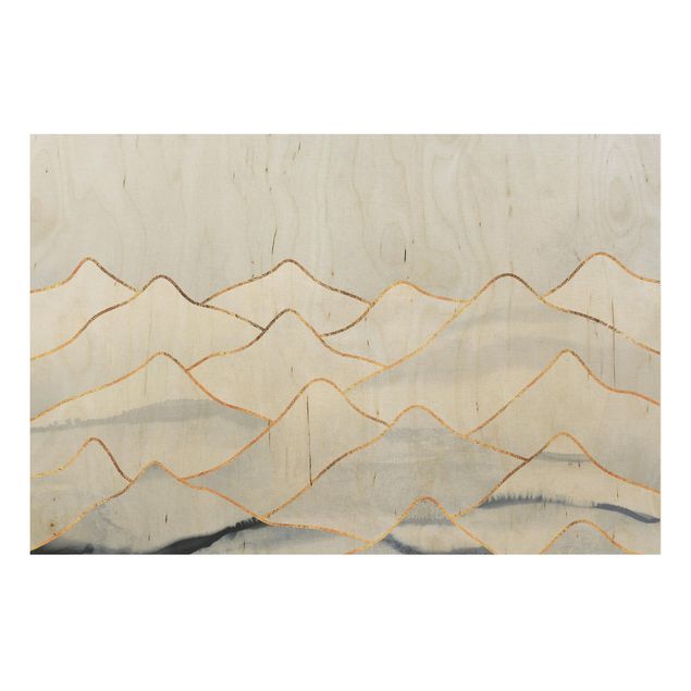 Cuadros Elisabeth Fredriksson Watercolour Mountains White Gold