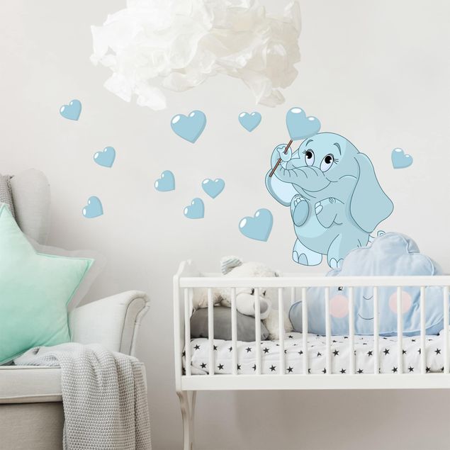 Vinilo elefante bebé Baby Elephant With Blue Hearts