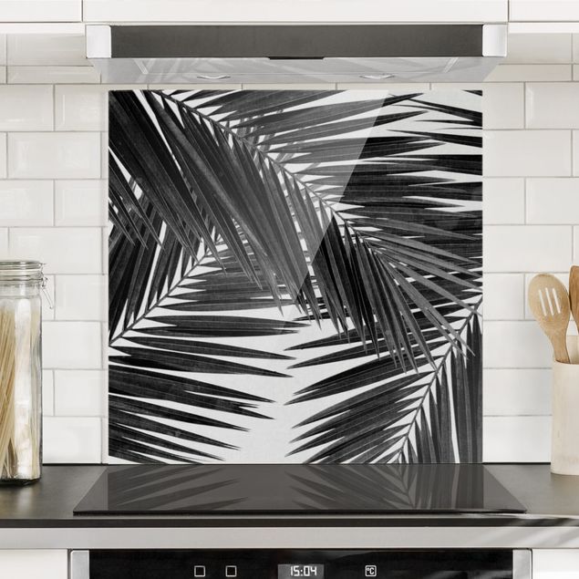 Decoración de cocinas View Through Palm Leaves Black And White