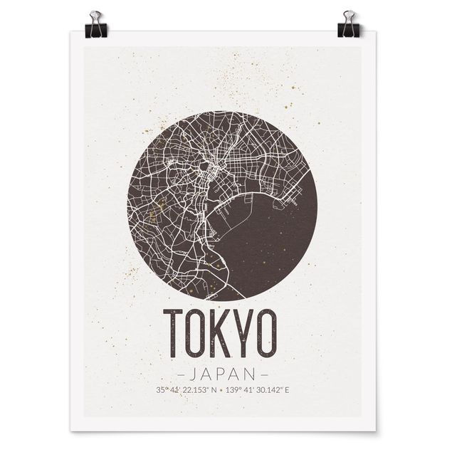 Póster ciudades del mundo Tokyo City Map - Retro