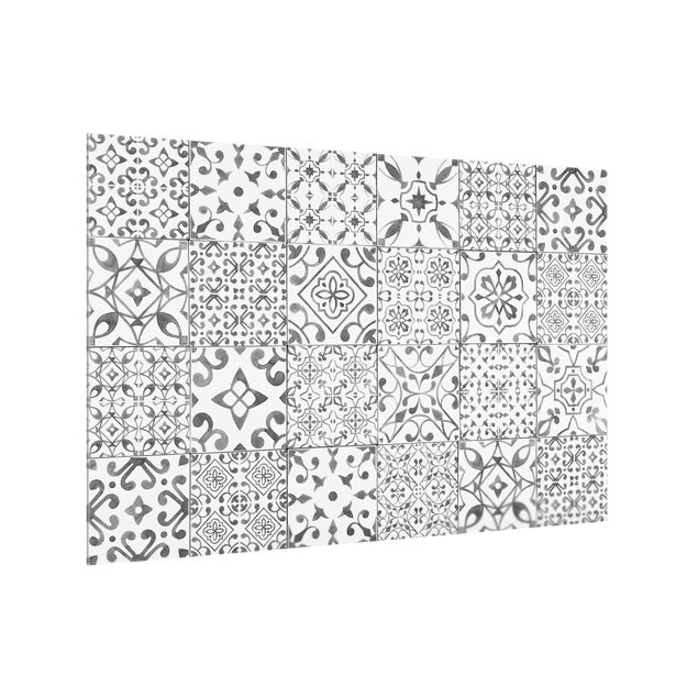 Salpicadero cocina cristal Pattern Tiles Gray White