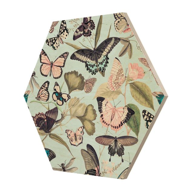 Cuadros multicolores Vintage Collage - Butterflies And Dragonflies