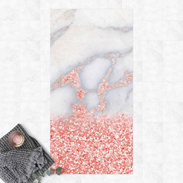 Alfombras para exterior Marble Look With Pink Confetti