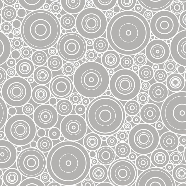 Láminas adhesivas en gris 60s Retro Circle Pattern Light Grey White