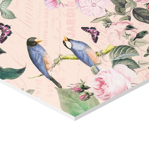 Cuadros Vintage Collage - Roses And Birds