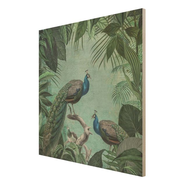 cuadro vintage madera Shabby Chic Collage - Noble Peacock