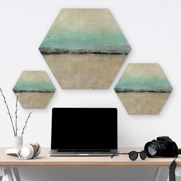 Hexagon Bild Holz - Grenzenlose Weite I
