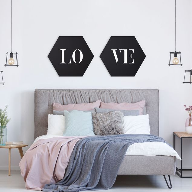 Cuadros románticos para dormitorios Letters LOVE White Set I