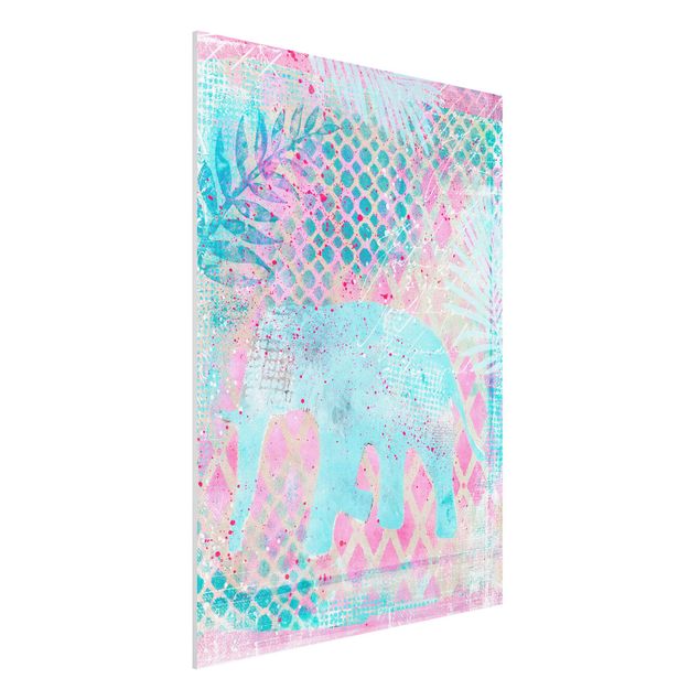 Decoración cocina Colourful Collage - Elephant In Blue And Pink