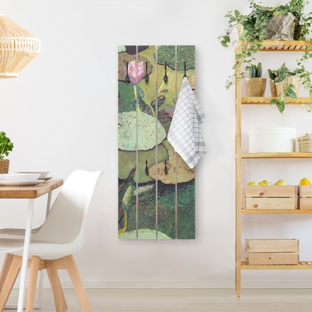 Percheros de pared efecto madera Lily With Leaves III