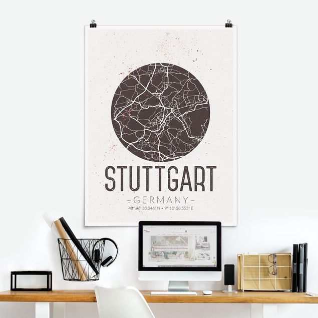 Decoración en la cocina Stuttgart City Map - Retro