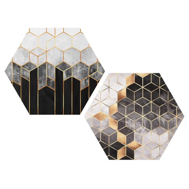Cuadros abstractos para salón Golden Geometry Watercolour Set