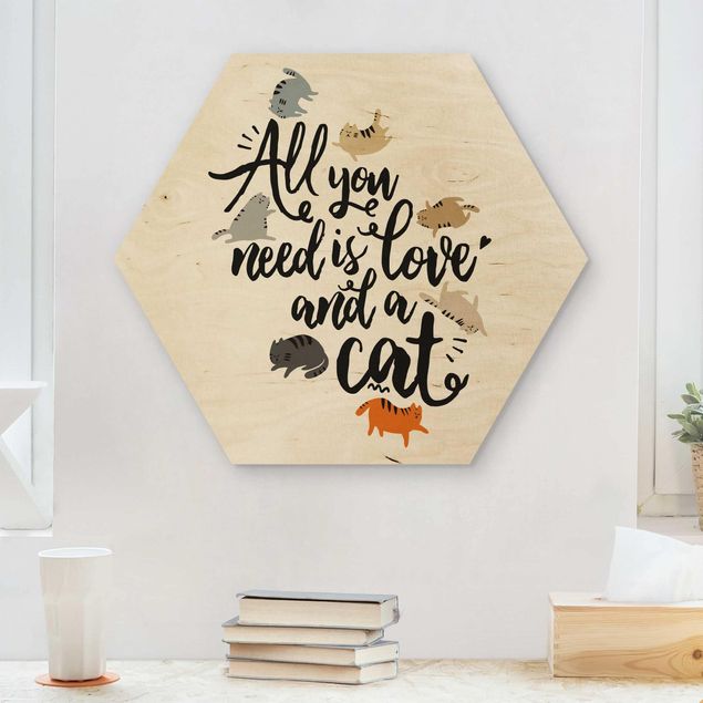 Cuadros de madera con frases All You Need Is Love And A Cat