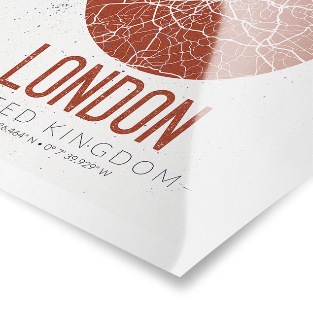 Cuadros rojos City Map London - Retro