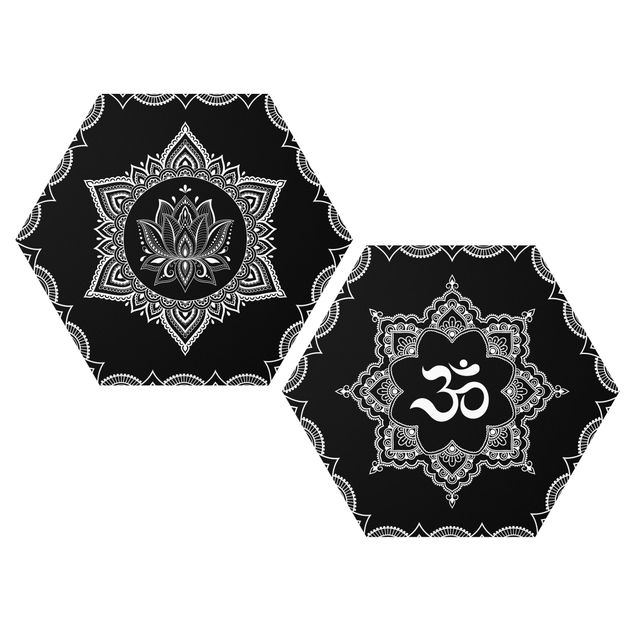 Cuadros modernos y elegantes Lotus OM Illustration Set Black