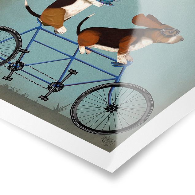 Póster de animales Cycling - Bassets Tandem