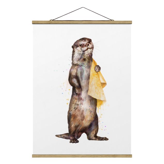 Cuadros de animales Illustration Otter With Towel Painting White