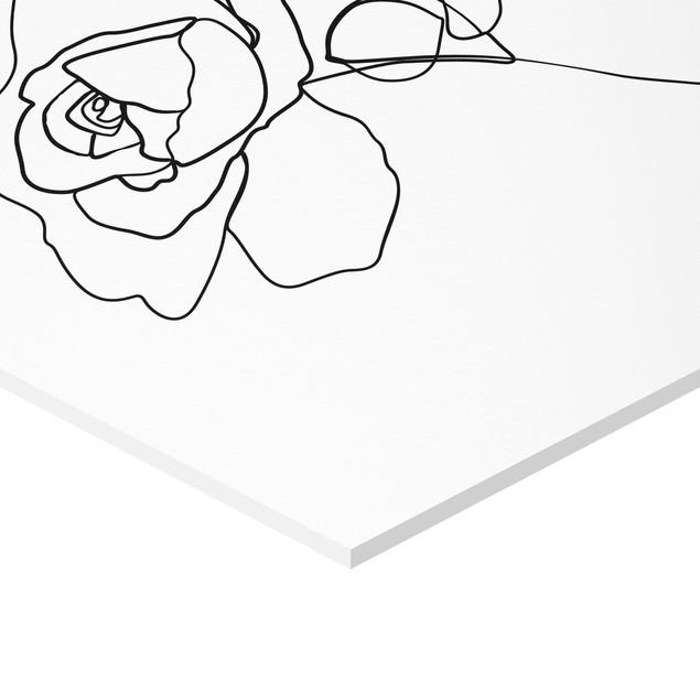 Cuadros Line Art Rose Black White