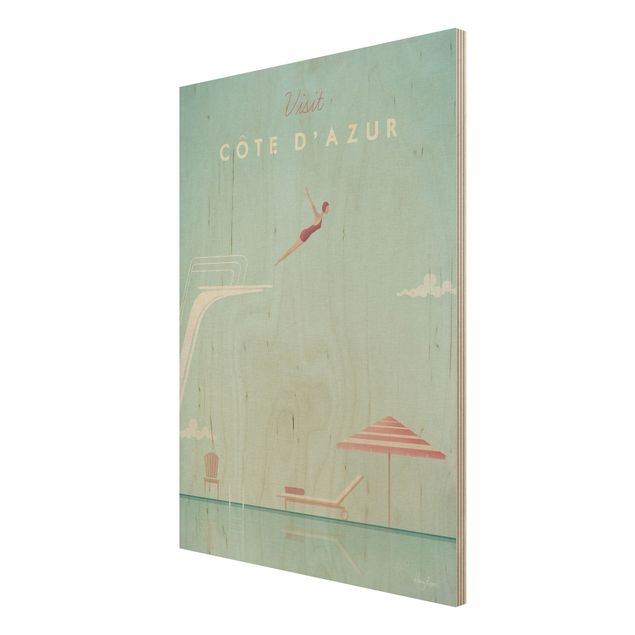 Cuadros de madera playas Travel Poster - Côte D'Azur