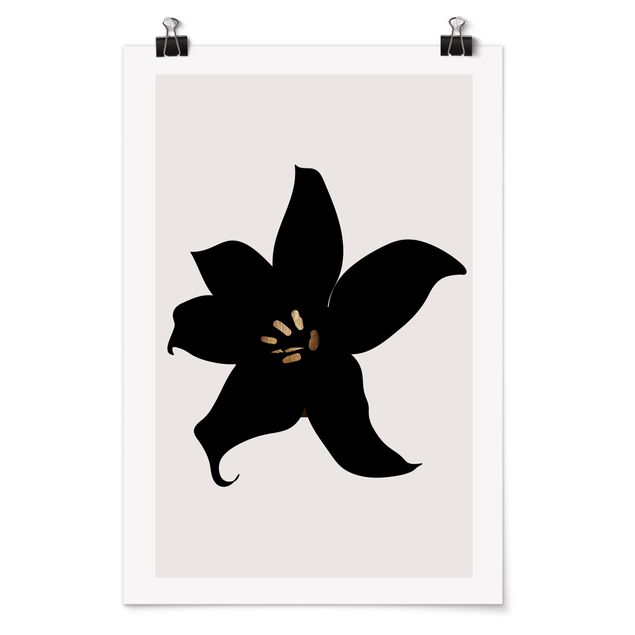 Láminas flores Graphical Plant World - Orchid Black And Gold